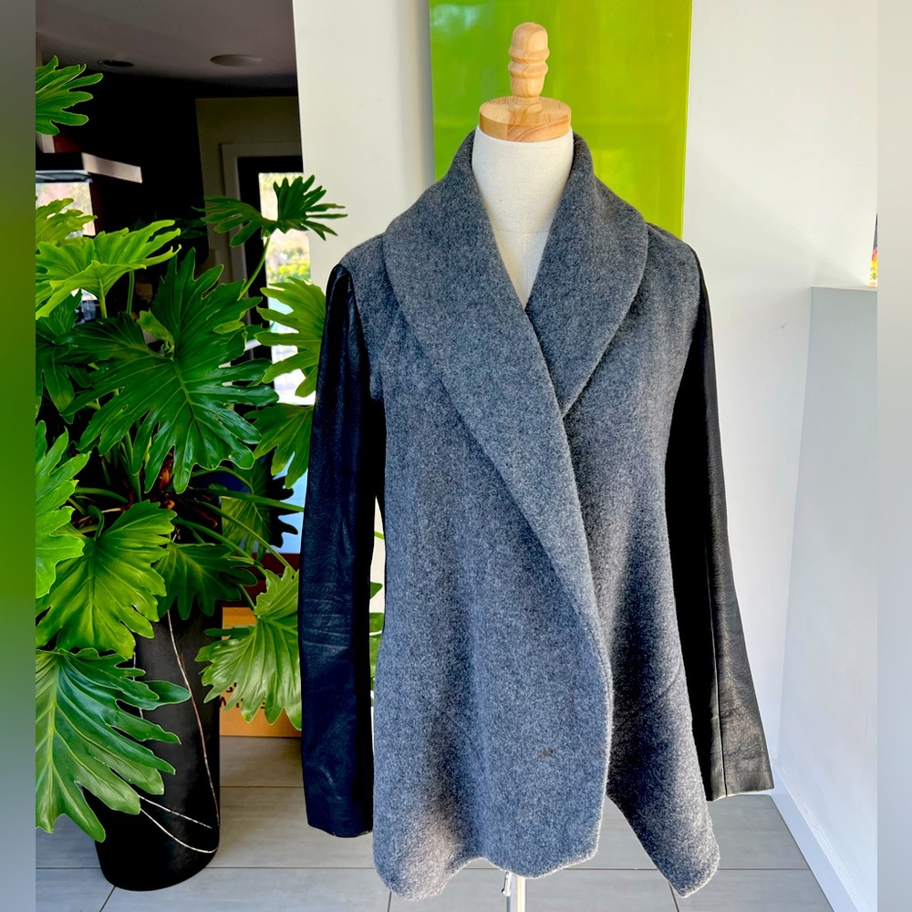Theory wool and leather blazer